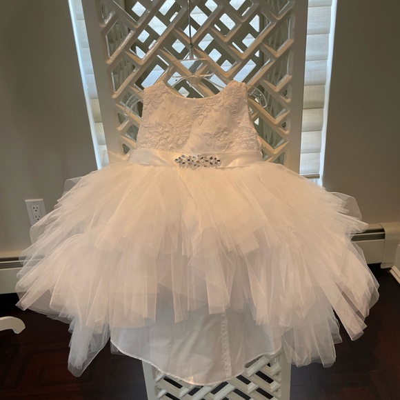 White High Low Dress Princess Evening Party Gown 12-18 Months
